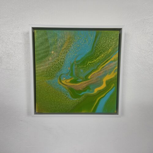 yellow and green small abstract painting
