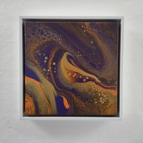purple orange and gold small abstract painting