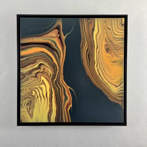 green and yellow and orange abstract square painting